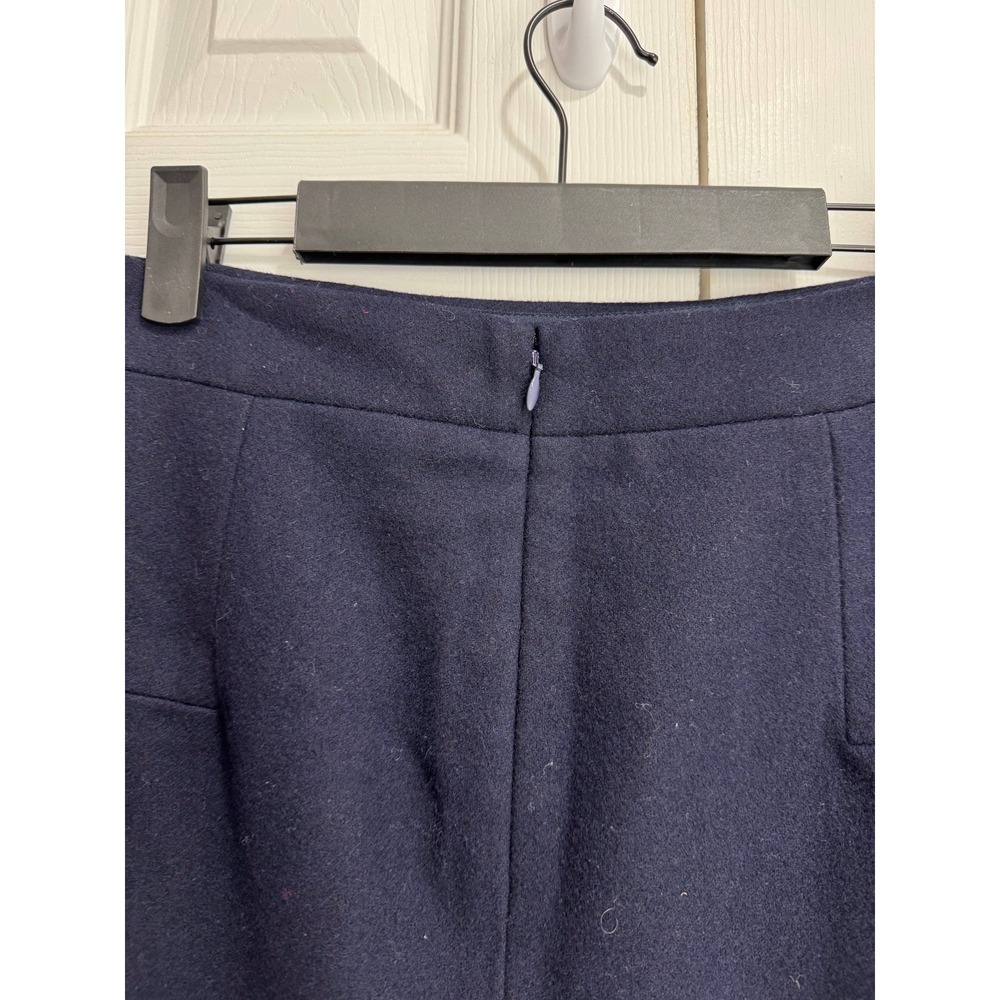 J.Crew Double Serge Wool Mini Skirt Women's 4 Deep Navy Pull-On Back Zip Classic - Picture 4 of 9